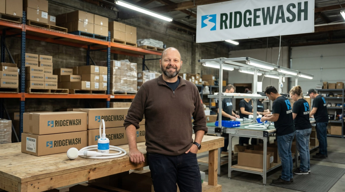 Mark in the RidgeWash workshop